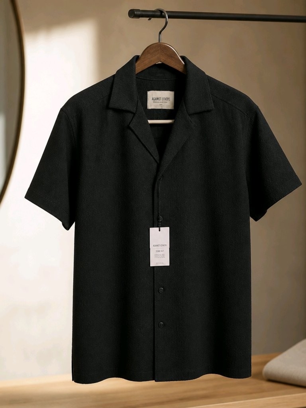 Against Others Black Short-Sleeve Casual Button-Down Shirt